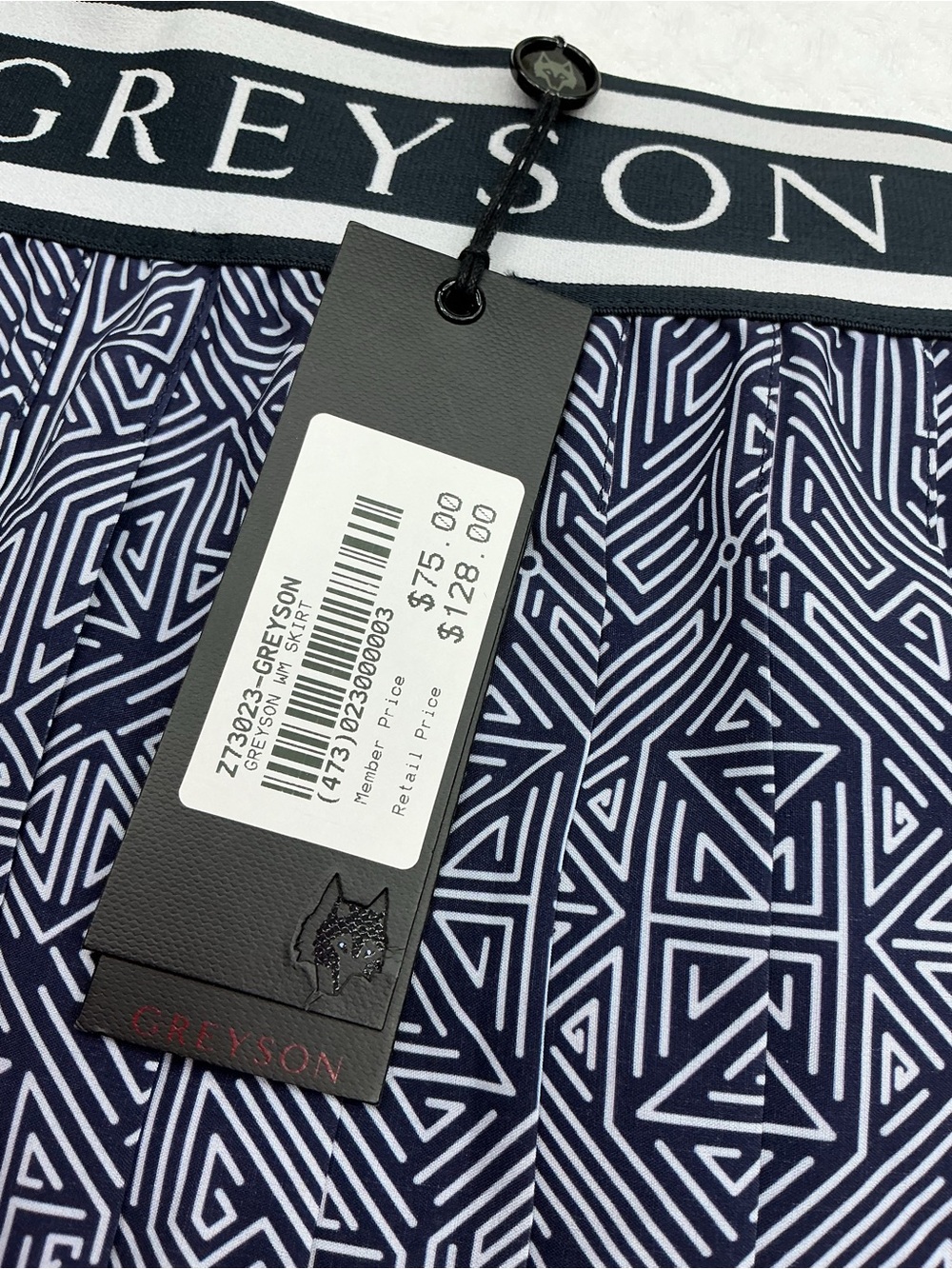Greyson Navy & White Geometric Pleated Skater Skirt - Picture 2 of 10